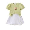 Süßes Mädchen Set Frühling/Sommer Kinder Dreidimensionale Blume Kurzarm Top + Culottes
