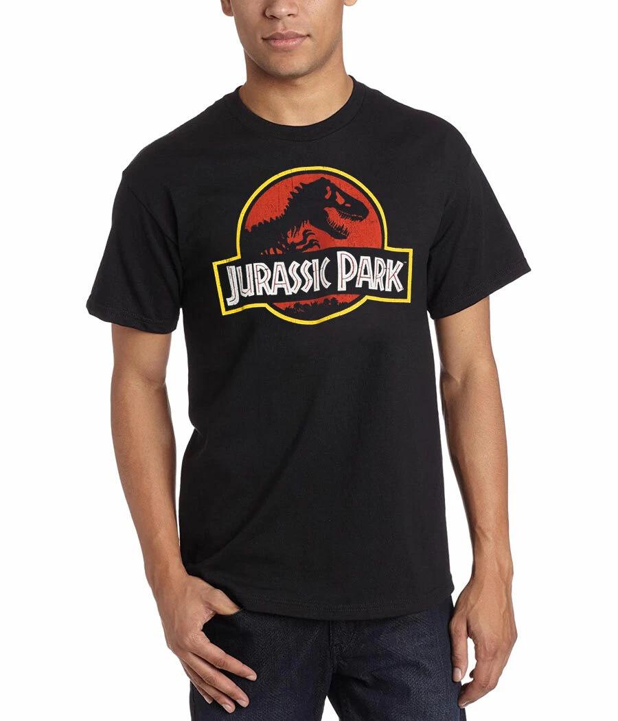 Jurassic Park Movie Logo 100% Cotton T-shirt Mens Tees Top 3XL