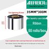 110x300m Wax & Resin Full Resin Water Washable Thermal Transfer Ribbon Roll for Barcode Label Printers.