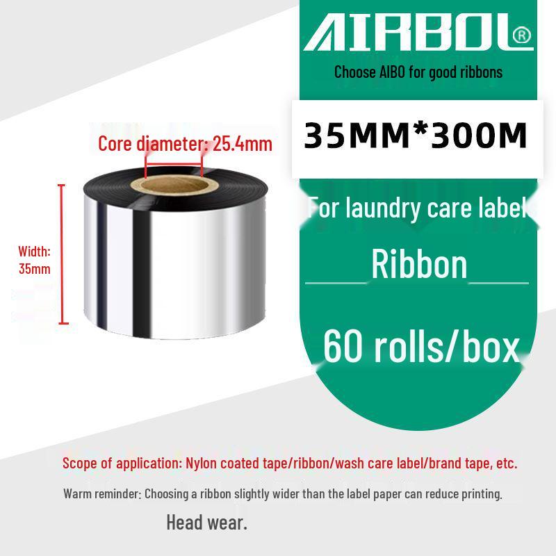 110x300m Wax & Resin Full Resin Water Washable Thermal Transfer Ribbon Roll for Barcode Label Printers.