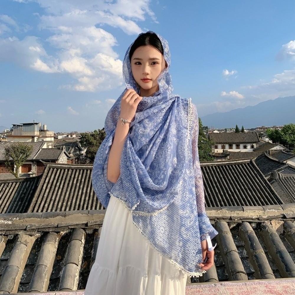 Sun Protection Paisley Shawl Floral Beach Scarf Fashion Sunscreen Shawl Beach