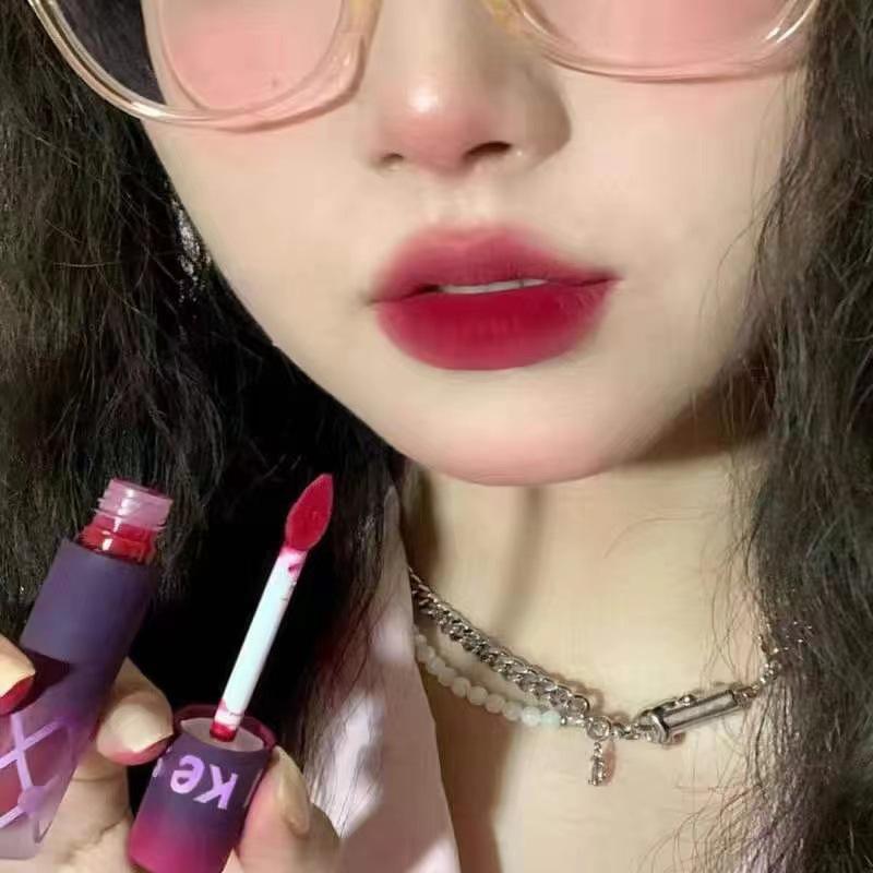 KEKEMOOD Taubenblutrot Mattes Samt-Lipgloss - Pfirsichherz, Nicht klebrig, Hochwertig für Studenten