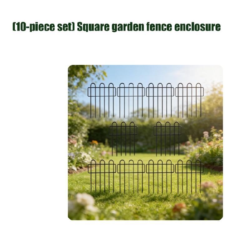 10Pcs Decorative Garden Fence 13x24Inch Square Metal Fence Panels Pet Dogs Animal Barrier for Outdoor Yard Decoration