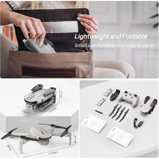 Drone With 1080P FPV Camera for Adults - Quadcopter Drone with Hover Stable, Foldable Mini Drones With One Key Start, Waypoint Fly, Headless Mode,