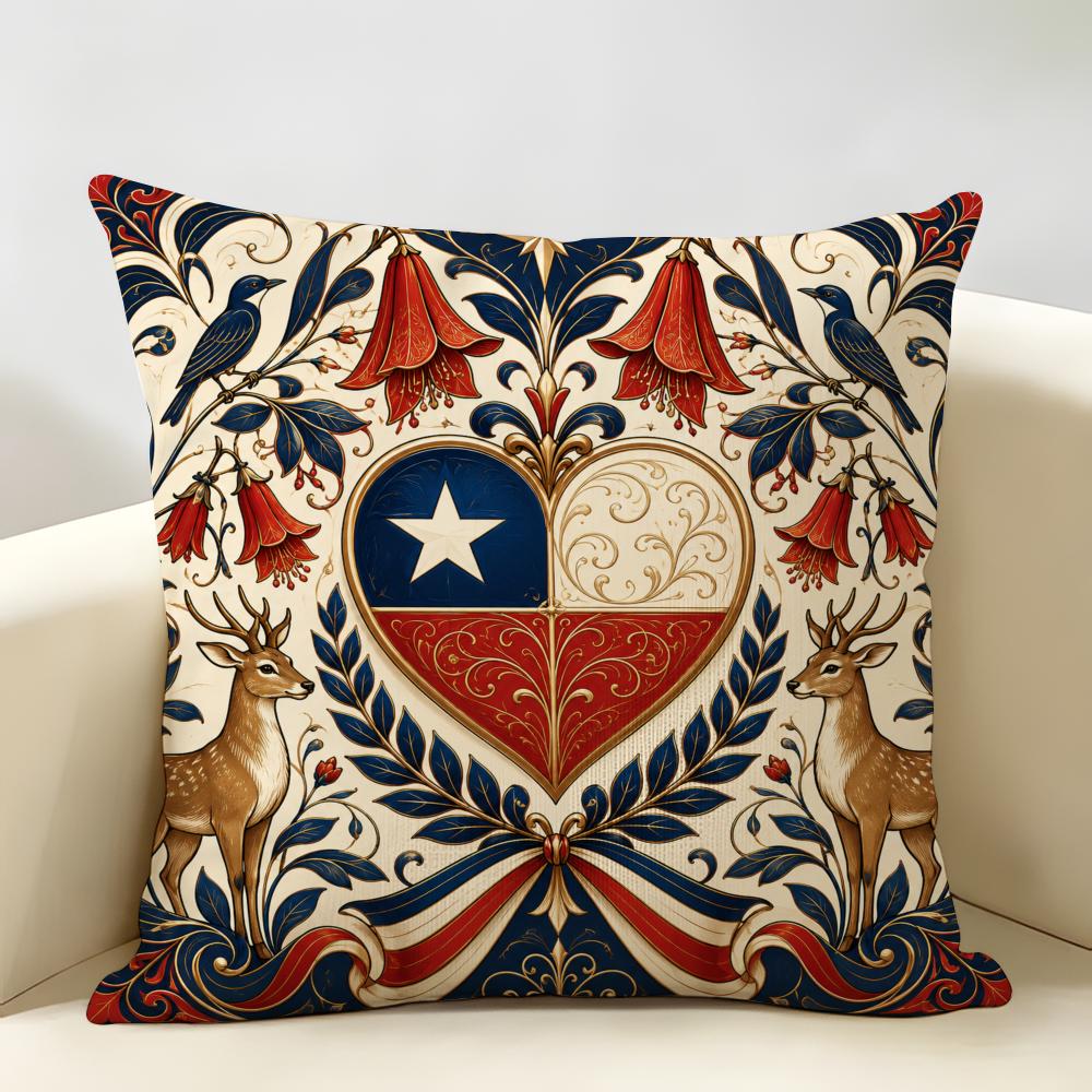 Fiestas Patrias Cushion Cover Durable Hypoallergenic Organic Linen Pillow Cover Short Size Washable Skin-Friendly