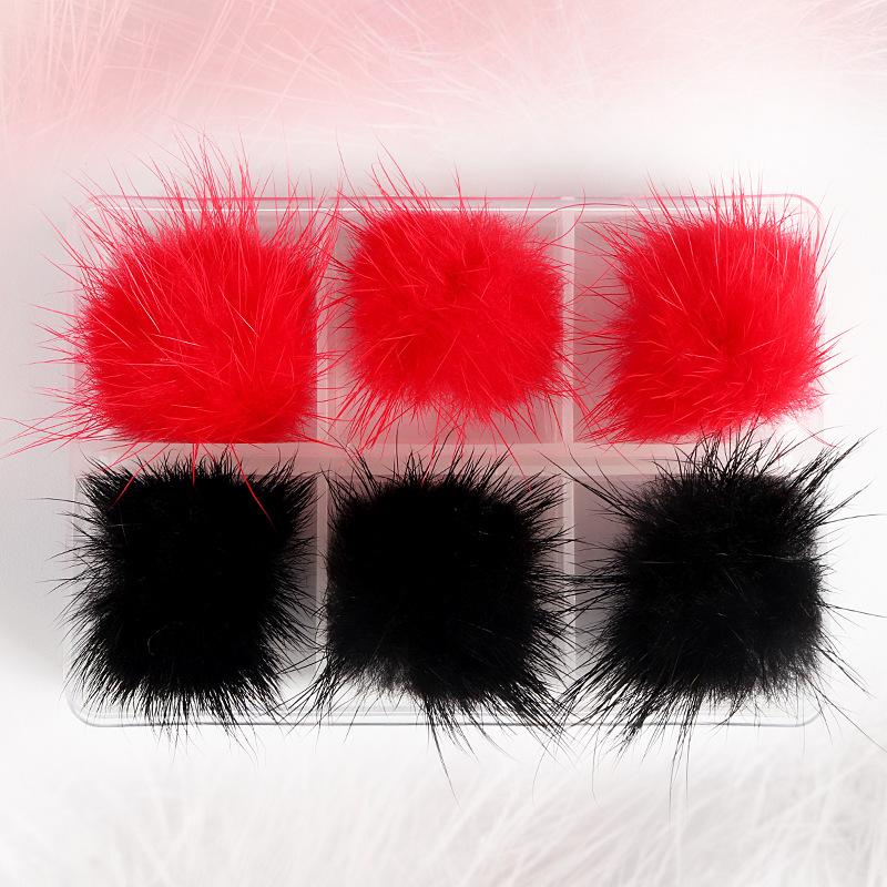 6Pcs/box Nail Fluff Ball Ornament Plush Hairball Nail Art Decoraiton Detachable Magnets