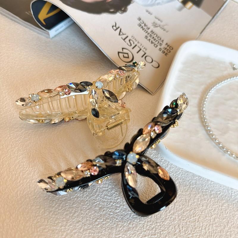 Fashionable Cross-Design Ultra-Shiny Fully-Diamond Large Hair Claw Clip, Korean High-End Shark Clip for Women