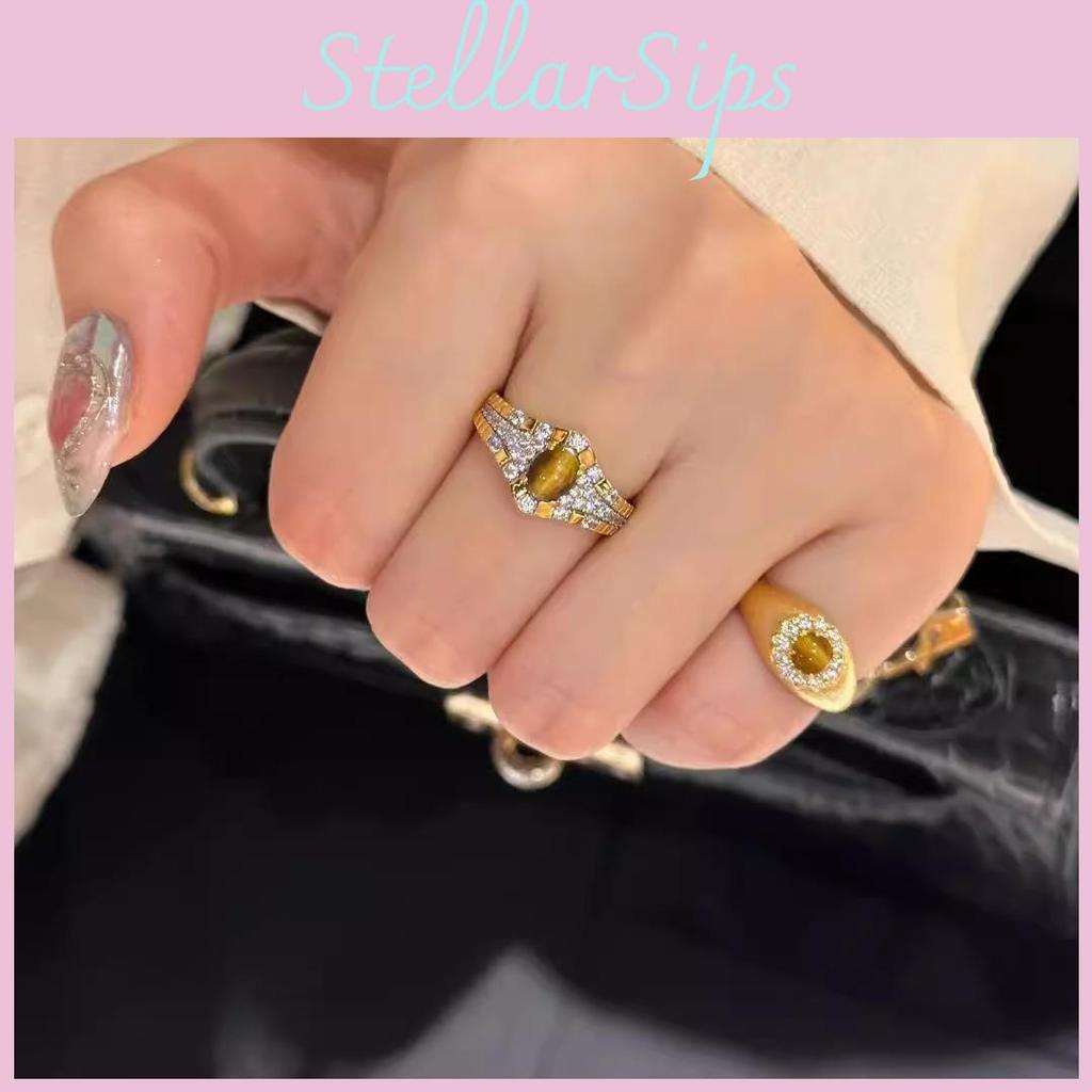 Eleganter Verstellbarer Kupferring mit Tigerauge-Stein für Damen Stilvolles Accessoire