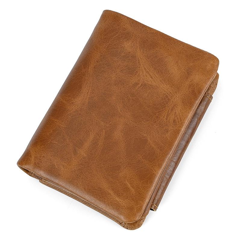 Genuine Cowhide Men Wallet Trifold Short Wallet with Coin Pocket Multi Card Slots Real Leather Coin Purse for Men Daily Use