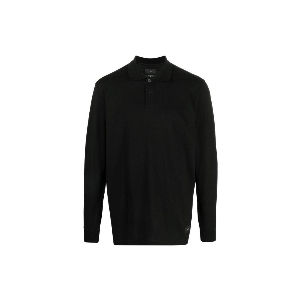 Y-3 SS23 Solid Color Knitted Long Sleeve Polo Shirt Men Tops Black H44801