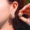 Luxury Twisted Lines Micro Cubic Zirconia Setting European Women Wedding Big Hoop Earrings Dubai Gold Plated Jewelry