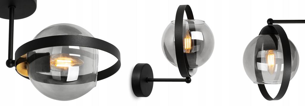 MODERN GLASS WALL LAMP GRAPHITE RING