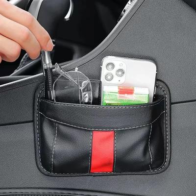 Car Leather Storage Bag Organizer Small Debris Hanging Cell Phone Mobile Bag for Stowing Tidying Charging Universal Accessories