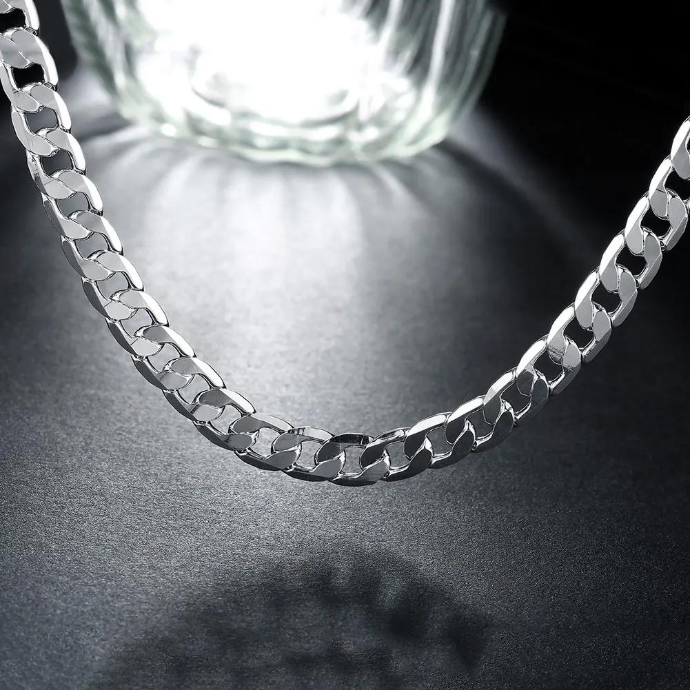925 Sterling Silver Classic Brands Men'S 8mm Chain Necklace For Woman Fashion Jewelry