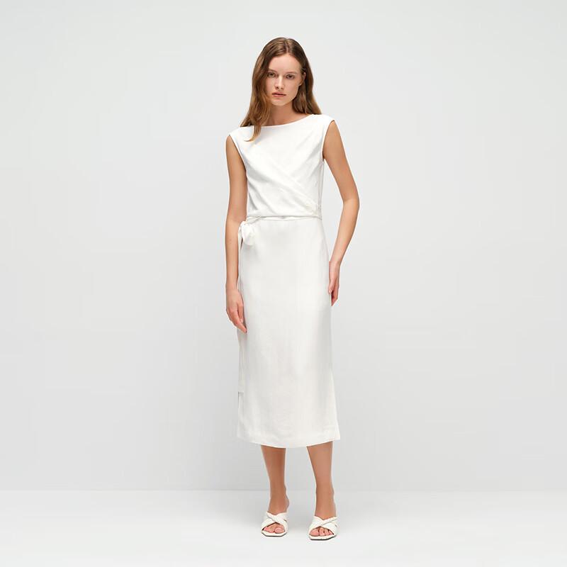 

OVVOVV Women s Acetate Wrap Boat Neck Midi Dress S