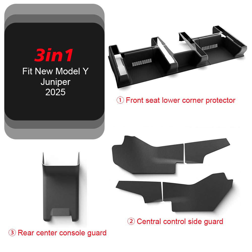 For Tesla New Model Y Juniper 2025 Launch TPE Underseat Protector Center Console Side and 2nd Row Kick Cover Air Vent