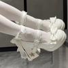 Lovely Girls Lolita Butterfly Knot High Heels Platform Shoes ,Young Women Students Cute Sakura Wedding Dress Mary Janes