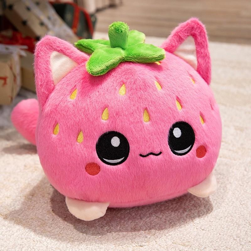 Apple Eggplant Carrot Strawberries Cat Plush Toy With Pp Cotton Filling For Kids Bedroom Decor Gift For Girls And Boys