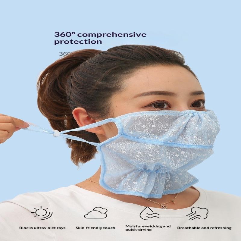 Anti-Uv Sunscreen Mask Breathable Ear Cord Face Cover Scarf Hanging Ear Dust-Proof Scarves Mask Summer Dust-Proof Veil