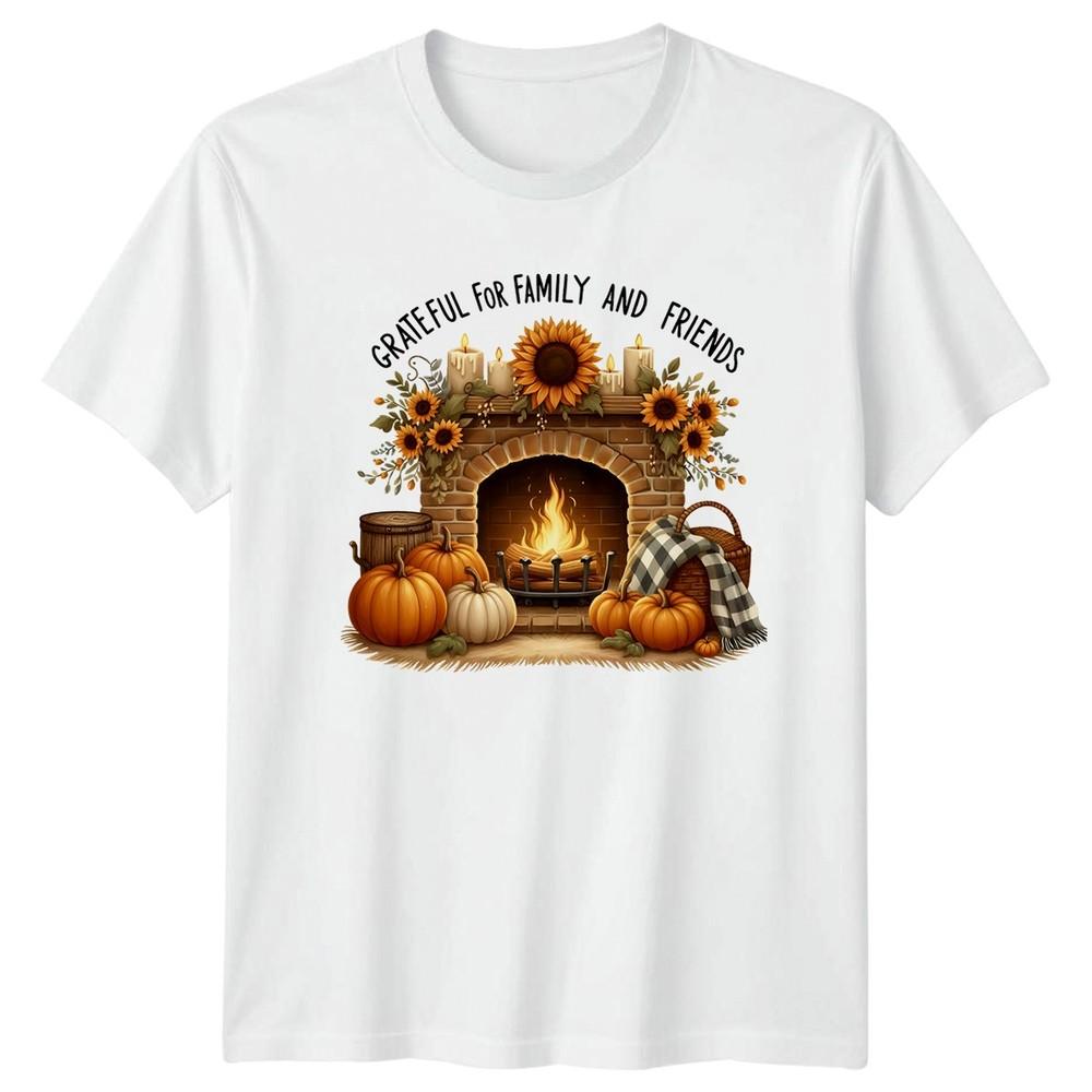 Grateful For Family And Friends TShirt Autumn Harvest Thanksgiving Gift S