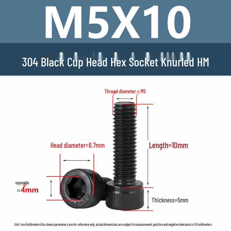 Yigu 304 Stainless Steel Hex Socket Cylindrical Head Screws: M2-M5 Bolts, M6-M12 Screws