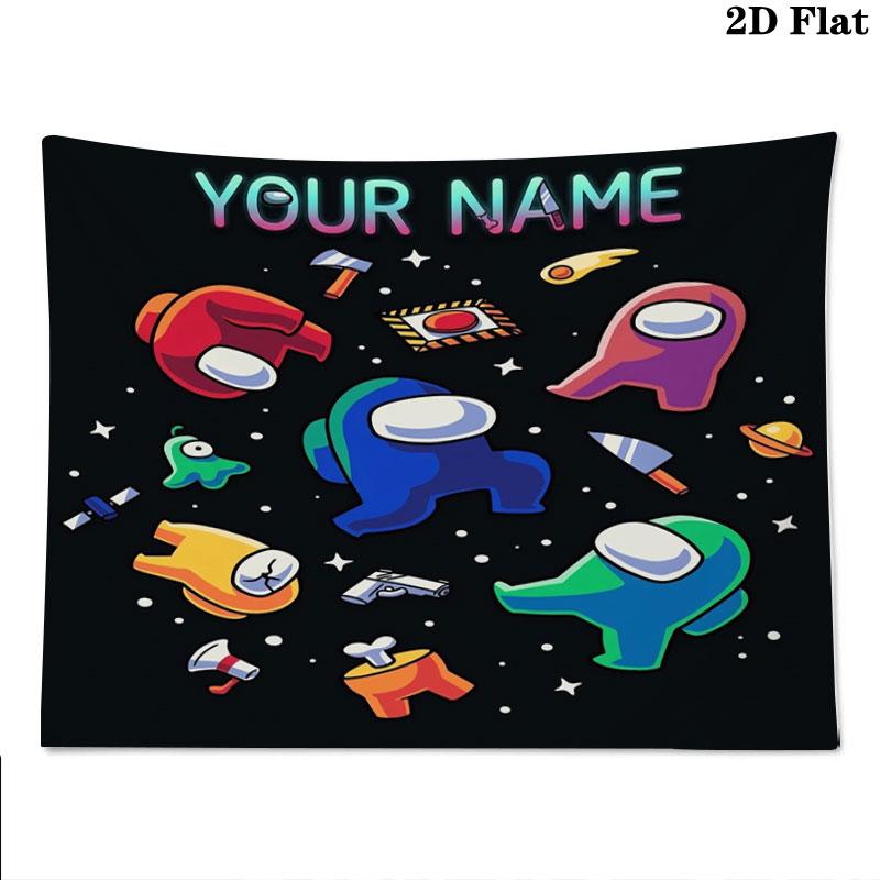 Among Us Custom Name Wall Tapestry Aesthetic Wall Hanging Printed Fabric Blanket Decorative Tapestries for Bedroom Living Room Home Decor