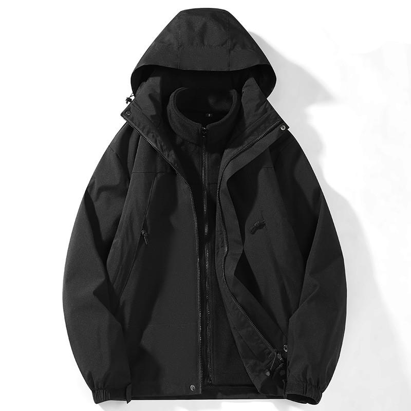 Herren Damen 3-in-1 Abnehmbare Winddichte Wanderjacke mit Fleecefutter Outdoor Abenteuer Winter