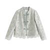 Design Sense Yellow Jacquard Crew Neck Jacket Women's Spring and Autumn New Retro Elegant Top