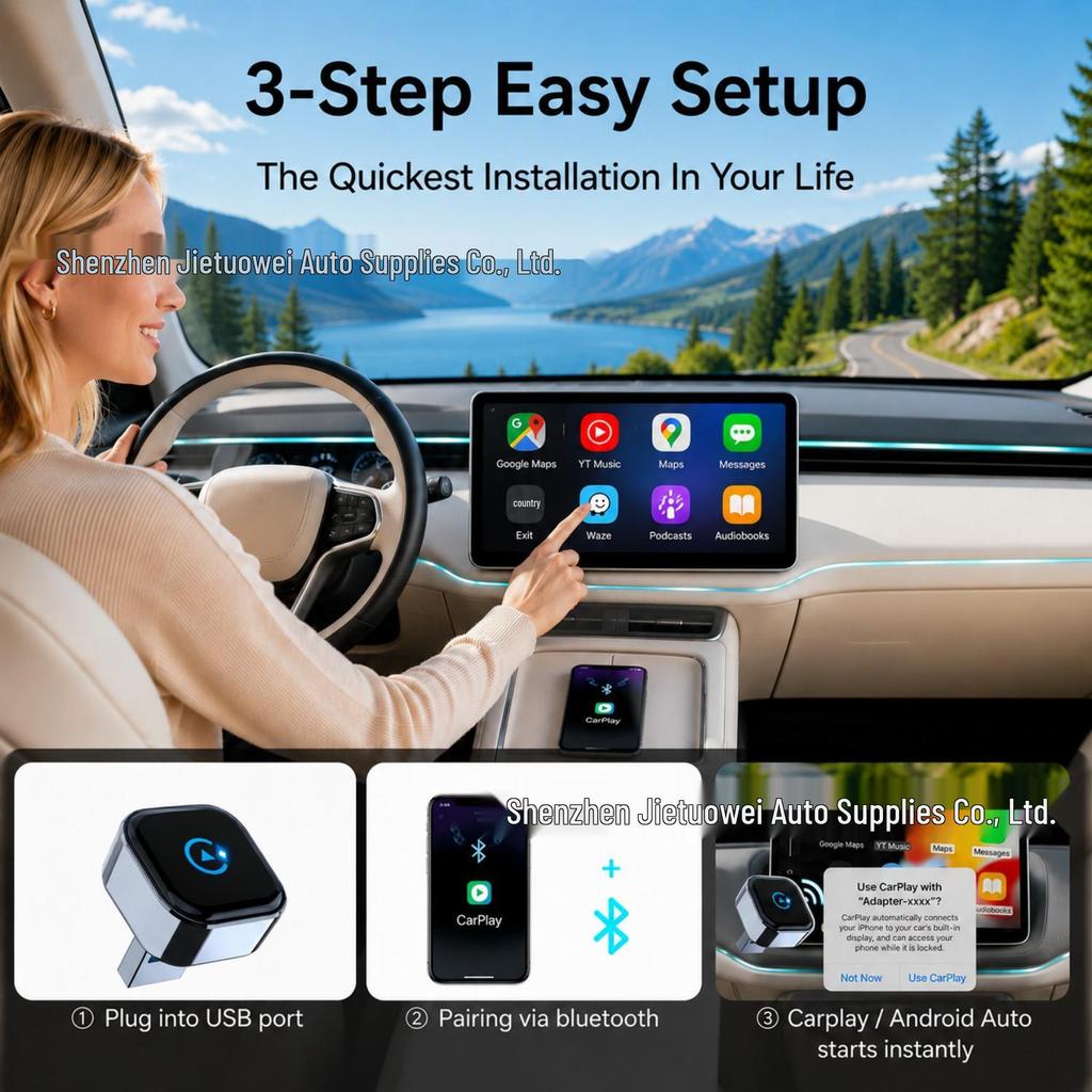 Dual-Mode Carplay & Android Auto Wireless Box Adapter