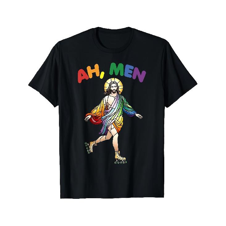 Ah Men LGBT Rainbow Flag Christian Gay Pride T-Shirt For Men Women Couple Trendy Tops, Short Sleeve, Street Style, Comfort Tee, Casual Summer Tee,