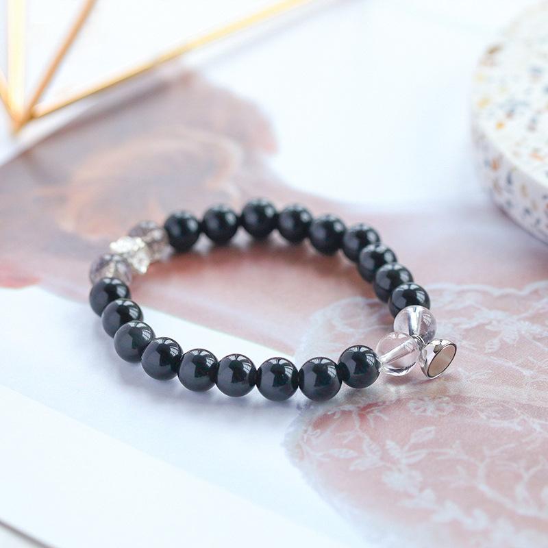 Natural Crystal Black Yellowstone Couple Bracelet Women'S Sterling Silver Pair Of 925 Silver Bracelet Valentine'S Day Gift
