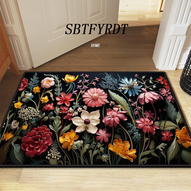 60*90cm Cute Animal Printed Crystal Velvet Floor MATS, Cute Animal Bathroom Anti-slip Floor MATS, Holiday Decoration Living Room and Bedroom Door MATS