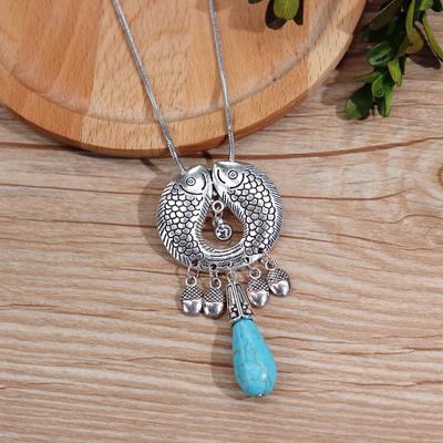 Original Retro Ethnic Turquoise Necklace Bohemian Women's Short Collarbone Chain Versatile Simple Holiday Accessories
