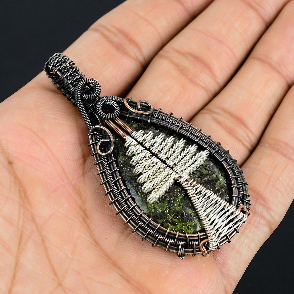 Dragon Bloodstone Jewelry, Handmade Gemstone Pendant, 999 Copper Wire Wrapped Pendant, Antique Jewelry, For Engagement Gift