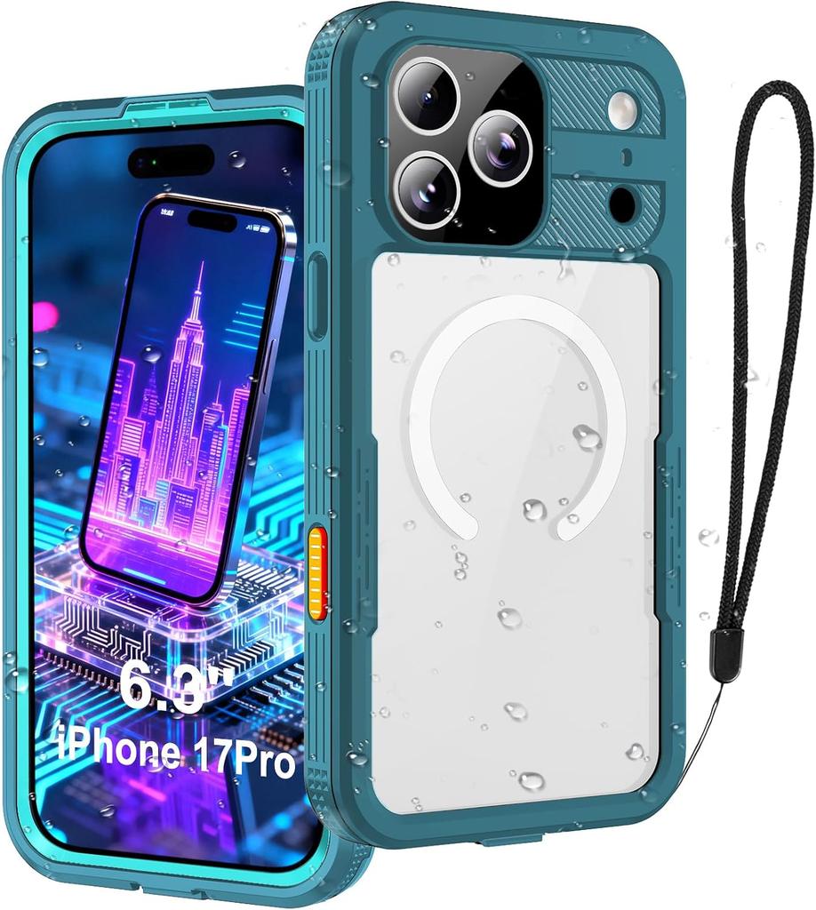 For IPhone 17 Air Pro Max 16 Plus Case IP68 Waterproof Full Body Protective Magnetic Cover Built-in Screen Protector Shockproof