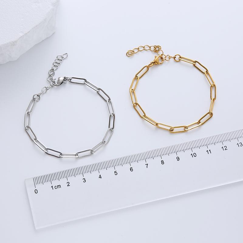 Chain Acero Inoxidable 18k Gold Plated Paperclip Chain Stainless Steel Bracelets