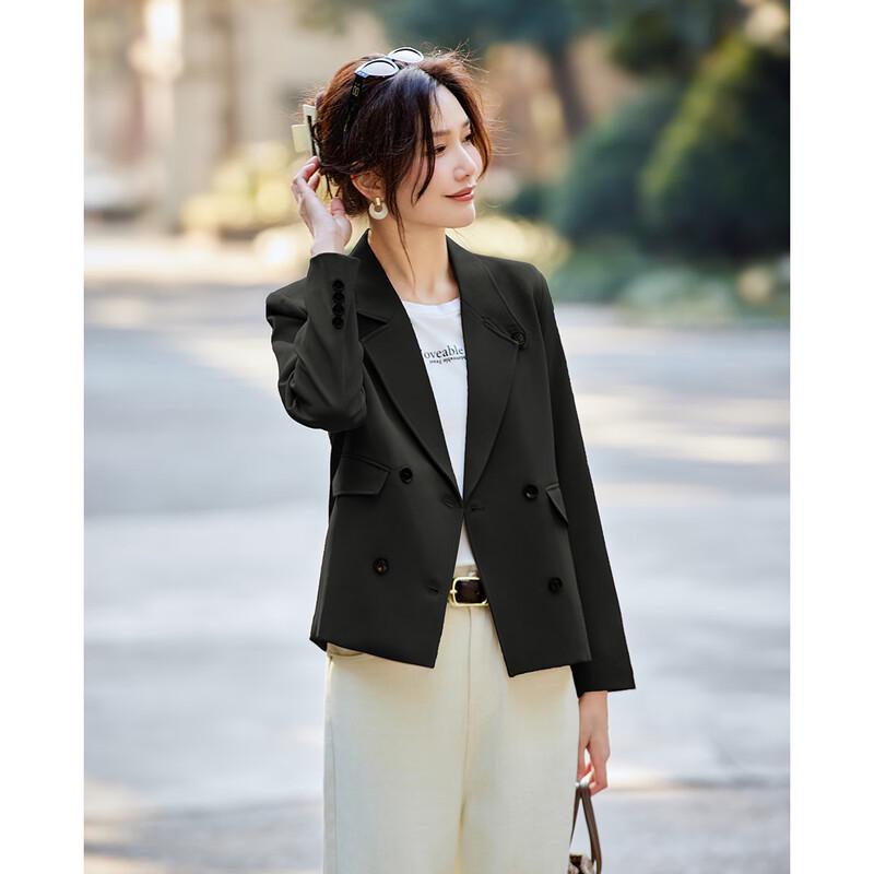 TERRE BLEUE Women's Double-Breasted Commuter Blazer