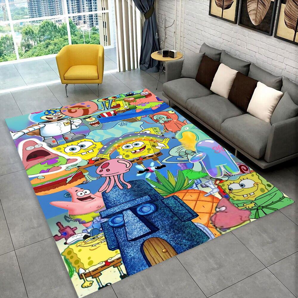 Dywanik Cartoonowy 3D Gąbka Bob Patrick Gwiazda do Pokoju Zabaw Sypialni Salonu Sofa Wystrój Domu, Dywanik dla Dzieci Antypoślizgowa Mata Podłogowa