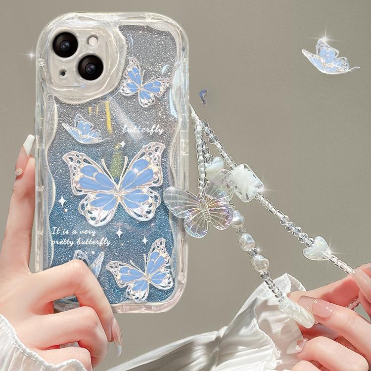 

Подходит для чехла для мобильного телефона Apple 15 Iphone14pro Градиентная цепочка с бабочками 13 Прозрачный силикон Xs Полная защита от падений iphone 15
