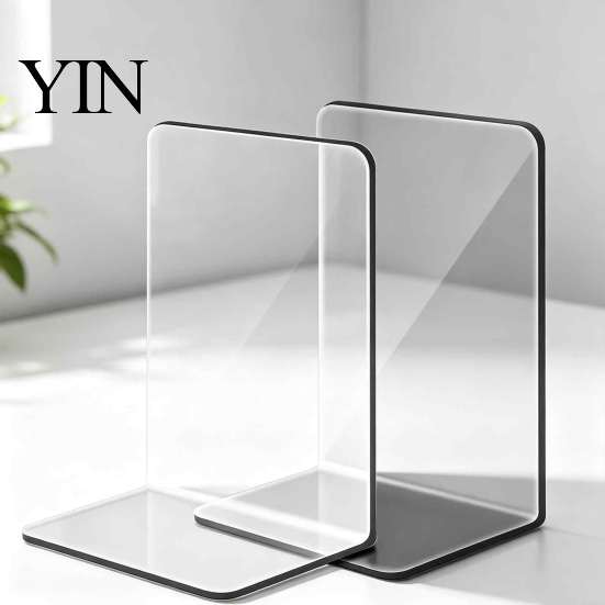Clear Book Ends for DVDs 1 Pc Bookend Heavy Book, Acrylic Shelf Organizer, Bookends Shelves L Shaped Stopper Bedroom Library Office School Supplies