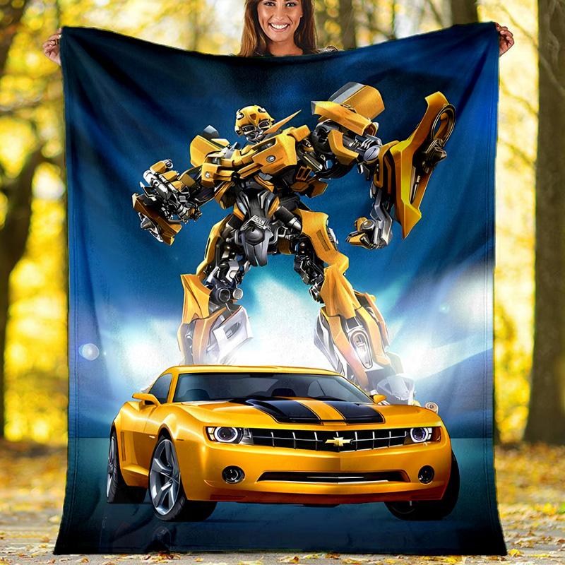 Bumblebee and Optimus Prime1 printed throw blanket—lightweight,soft,warm;versatile blanket for all seasons—perfect as &air-conditioning throw,nap blan