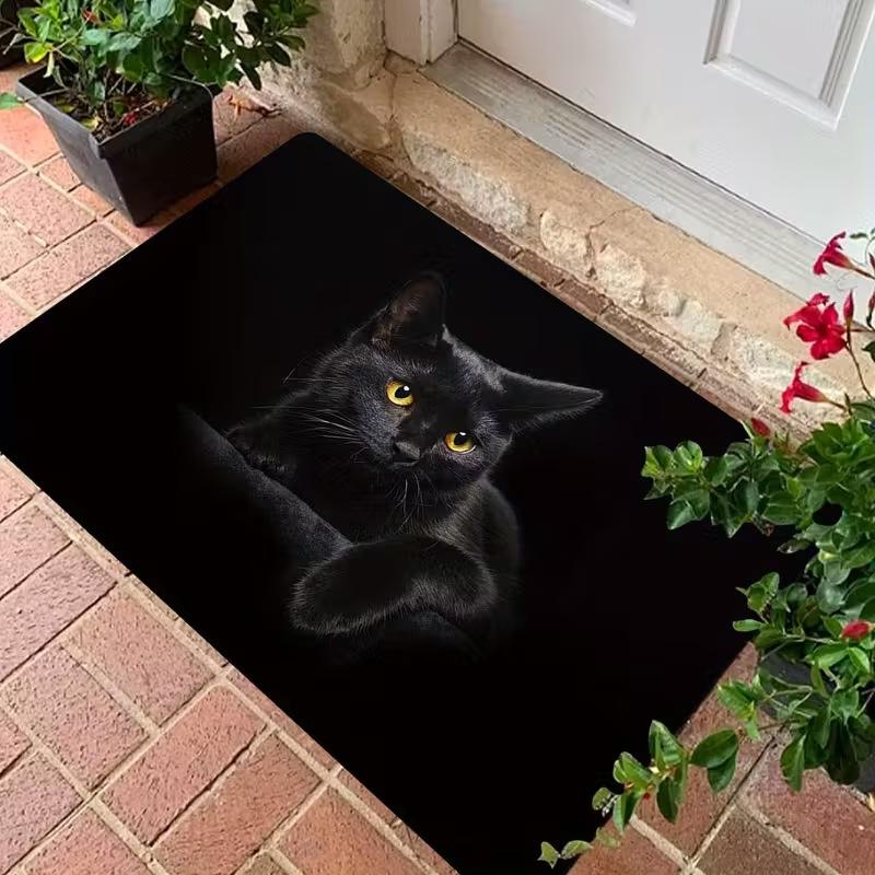 Cartoon Cat Floor Mat Entrance Entrance Crystal Velvet Dirt-resistant and Wear-resistant Foot Mat Floor Mat