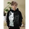 2025 New Fashionable Children's Casual Hoodie, 3D Printed Wolf Pattern Print, Daily Wear, Soft Texture, Comfortable Touch