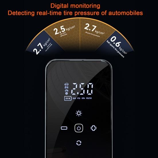 Bezdrátový hustič pneumatik Přenosný vzduchový kompresor Digitální displej Přenosný Dobíjecí Automatické vypnutí Chytrá bezdrátová vzduchová pumpa