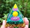 Pyramid Orgonite + Led Lamp Base 5Cm Crystal Stones Amulet 5Cm Hx15