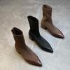 Pointed Thick Heel Short Boots Autumn and Winter New Heightening Thickened Warm Chelsea Boots Women