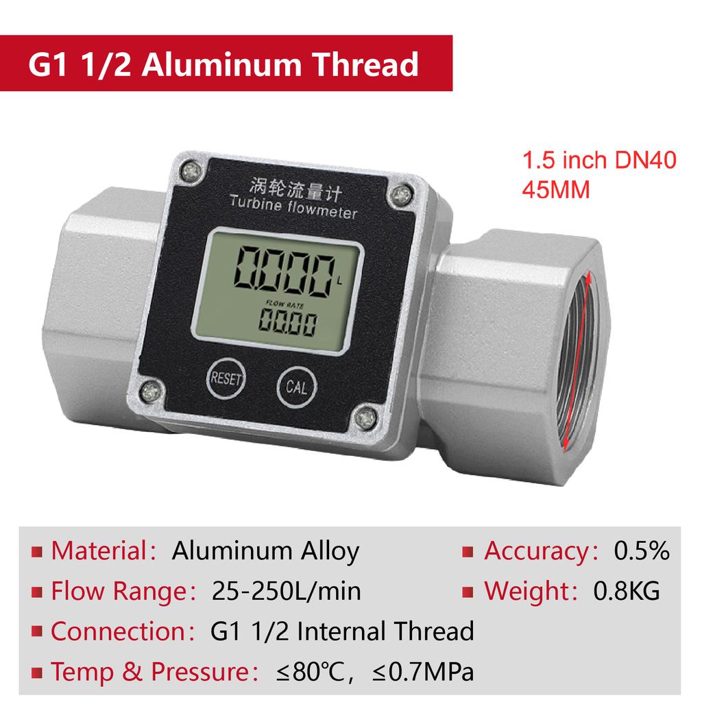 Digital Turbine Flow Meter Stainless Steel 1 1.5 2 Inch Electronic Water Urea Flowmeter with LCD Display Totalizer