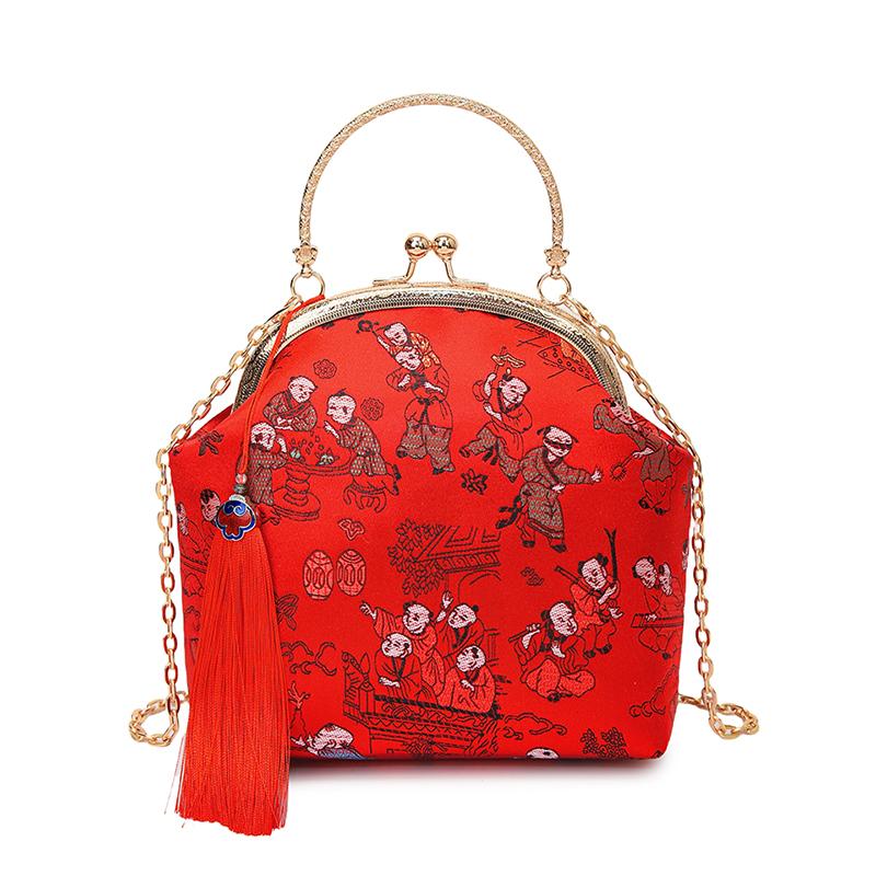Sweet Hasp Simple Bags for Women Silk Embroidery Patchwork Natial Style Crossbody Bags Light Luxury Women's Handbags