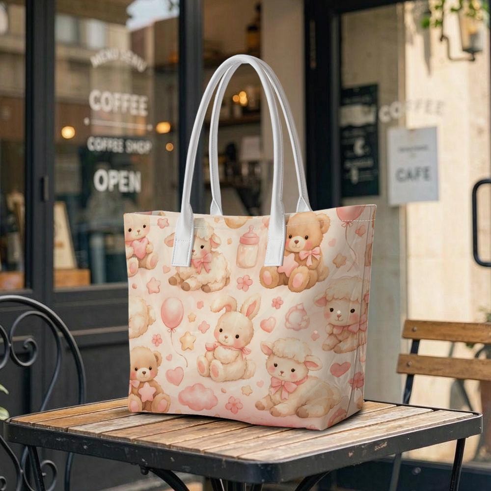 Cute Animal Print Casual Tote Bag Fashion Large Capacity Daily Shoulder Handbag