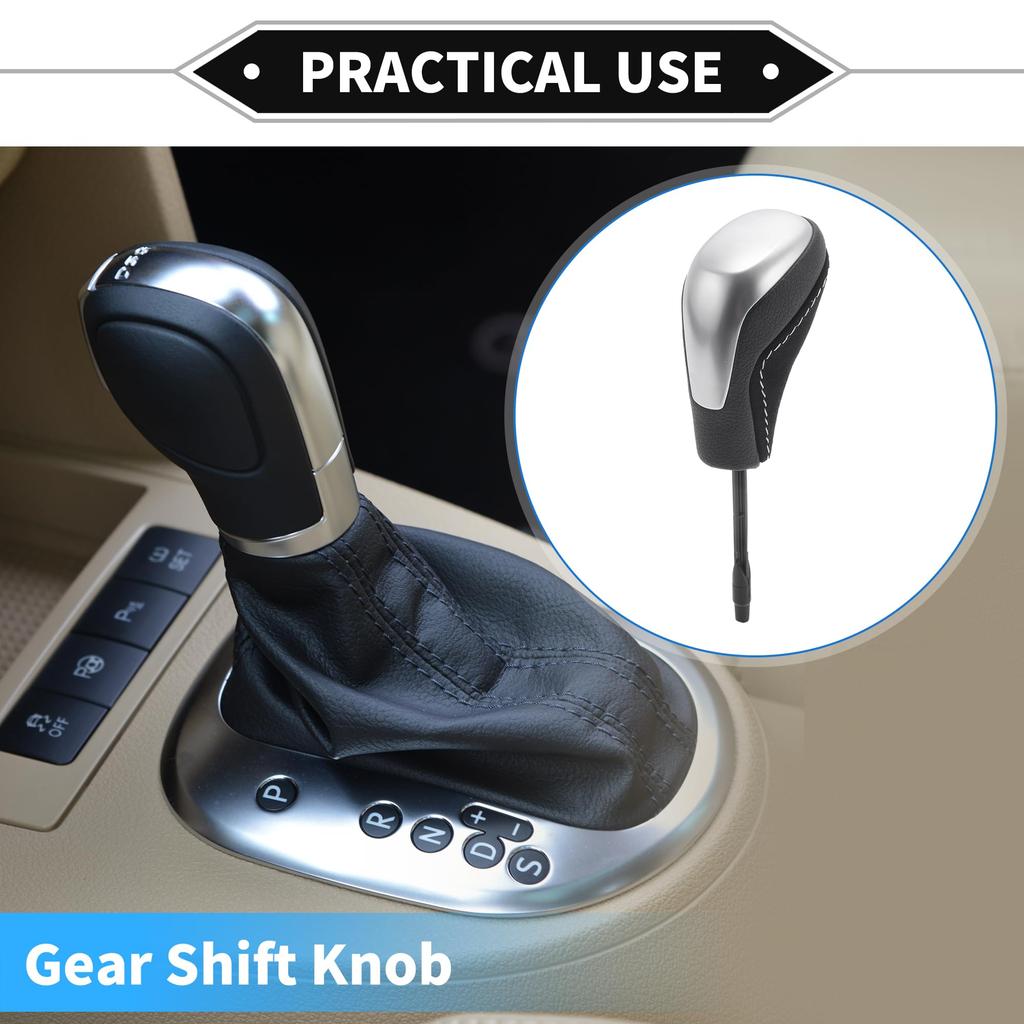 VekAuto Automatic Gear Shift Knob for BMW 3 Series E46 1998-2006, Durable Plastic and Faux Leather, Black and White, Gearbox Stick Shift Lever Knob.